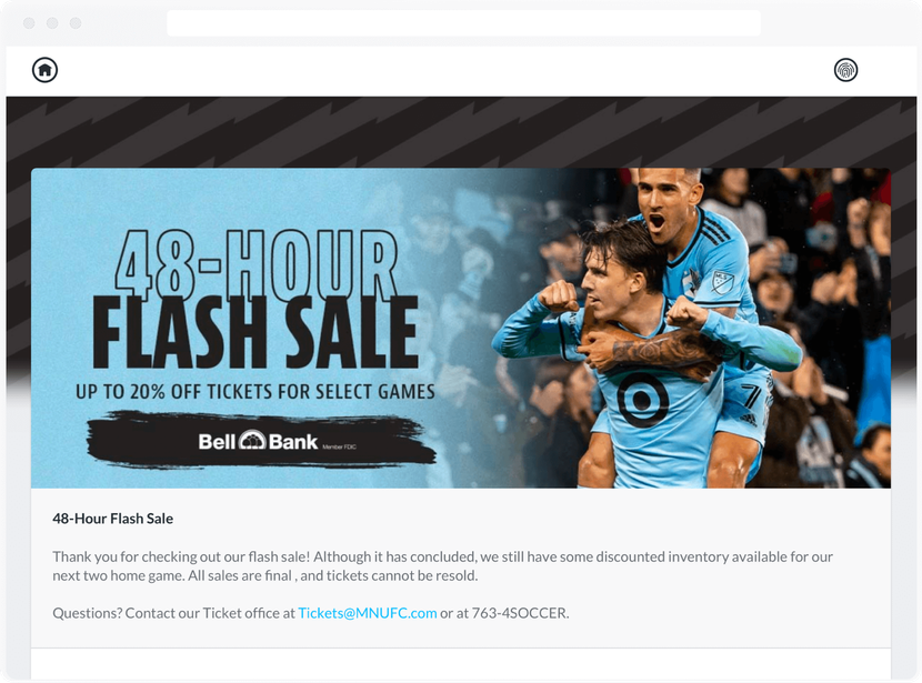 Screenshot of the MNUFC online storefront